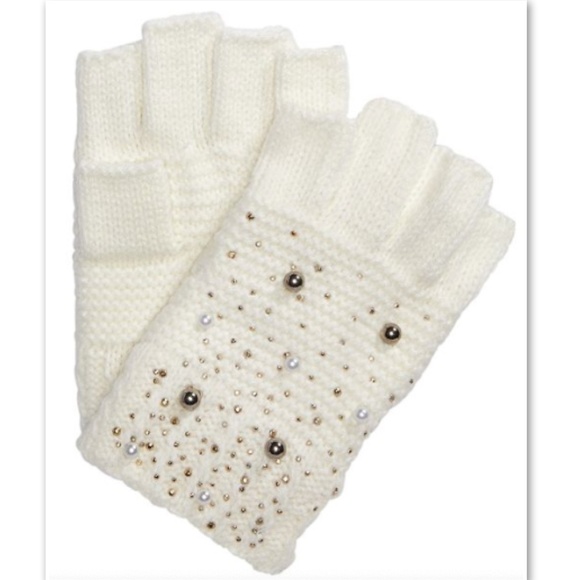 INC International Concepts Accessories - INC Macy's Fingerless Gloves Pearl Studded Ivory